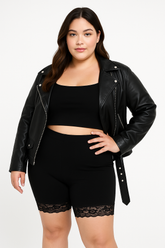 Plus Size Lace Trim Halloween Bike Shorts